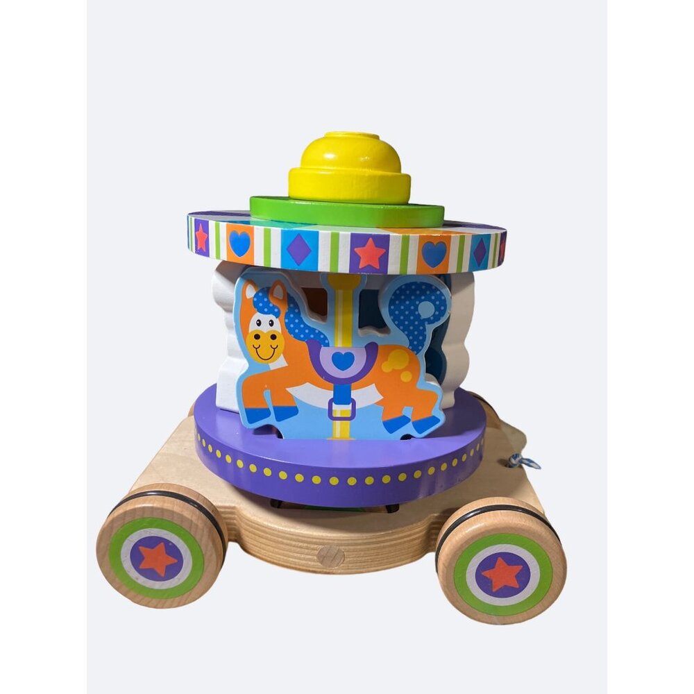 MELISSA & DOUG First Play Wooden Carousel Pull Toy